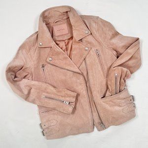 Blank NYC 100% Leather Suede Moto Jacket Blush Pink Size Small